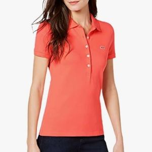 Lacoste Women’s Legacy Short Sleeve Slim Fit Stretch Polo Shirt In Salmon